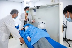 It is the area that needs to be adjusted for neutron beam irradiation for breast cancer patients